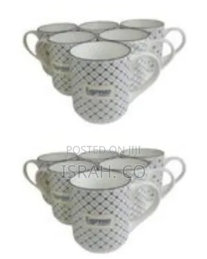 Set of 6 Patterned Ceramic Espresso Mugs