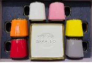 Vibrant Ceramic Coffee/Espresso Up Set With Serving Plate - Multicolor
