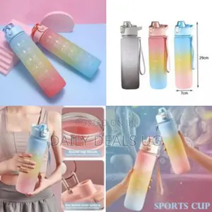 Motivational Gradient Water Bottle With Time Marker (1 Liter / 32 Oz)