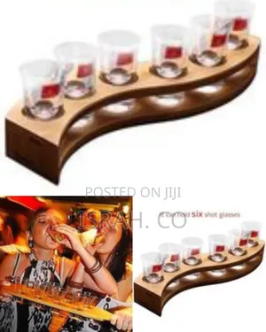 Elegant Wavy Wooden Serving Tray / Shot Glass Flight Paddle