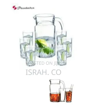 Elegant Glass Pitcher and Tumbler Set - Clear