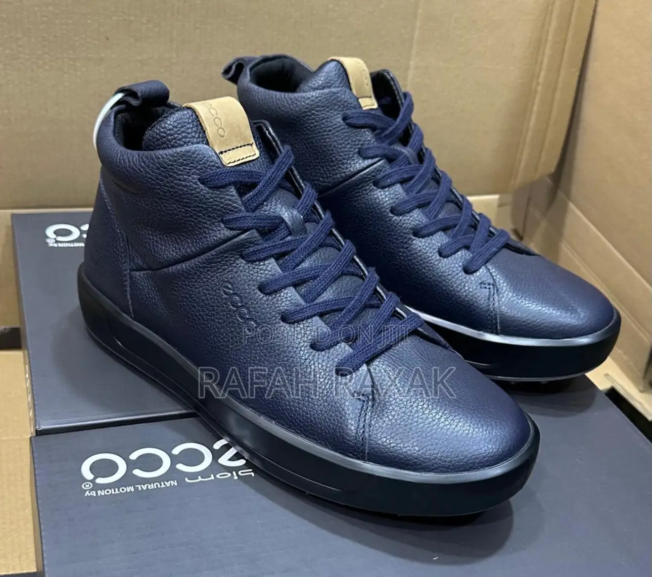 Original Men’S Blue Ecco Soft Casual High Top Golf Sneaker Boots
