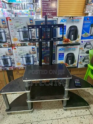 Black and Silver Corner Tv Stand.