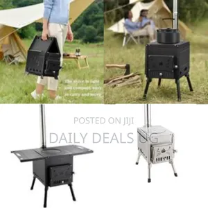 Portable Wood-Burning Stove With Side Tables - Multicolor