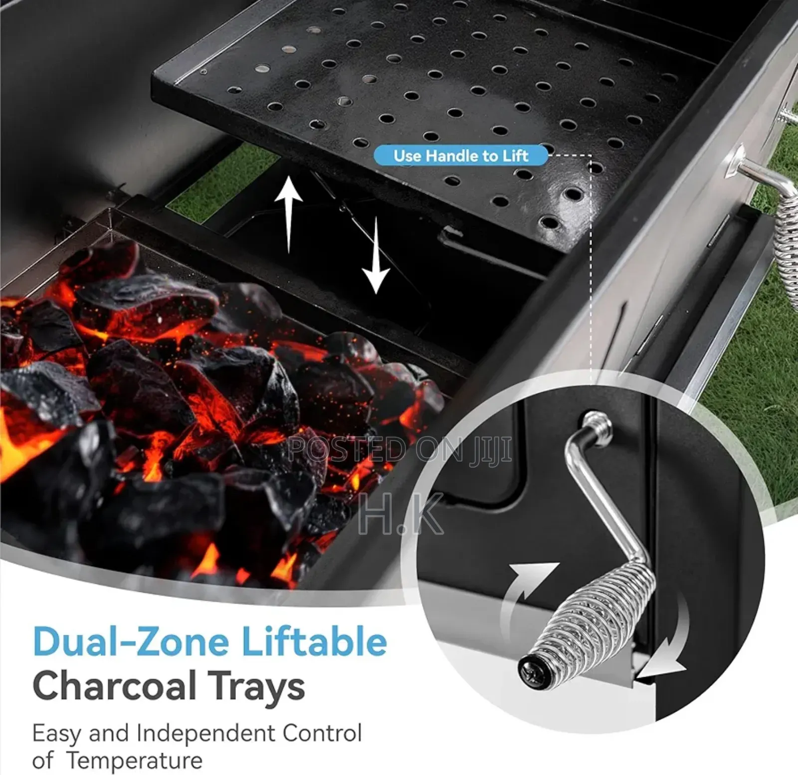 Barrel Charcoal Grill With Side Tables,