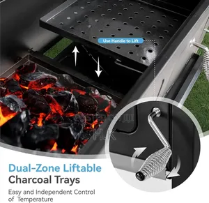 Barrel Charcoal Grill With Side Tables,