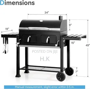 Barrel Charcoal Grill With Side Tables,