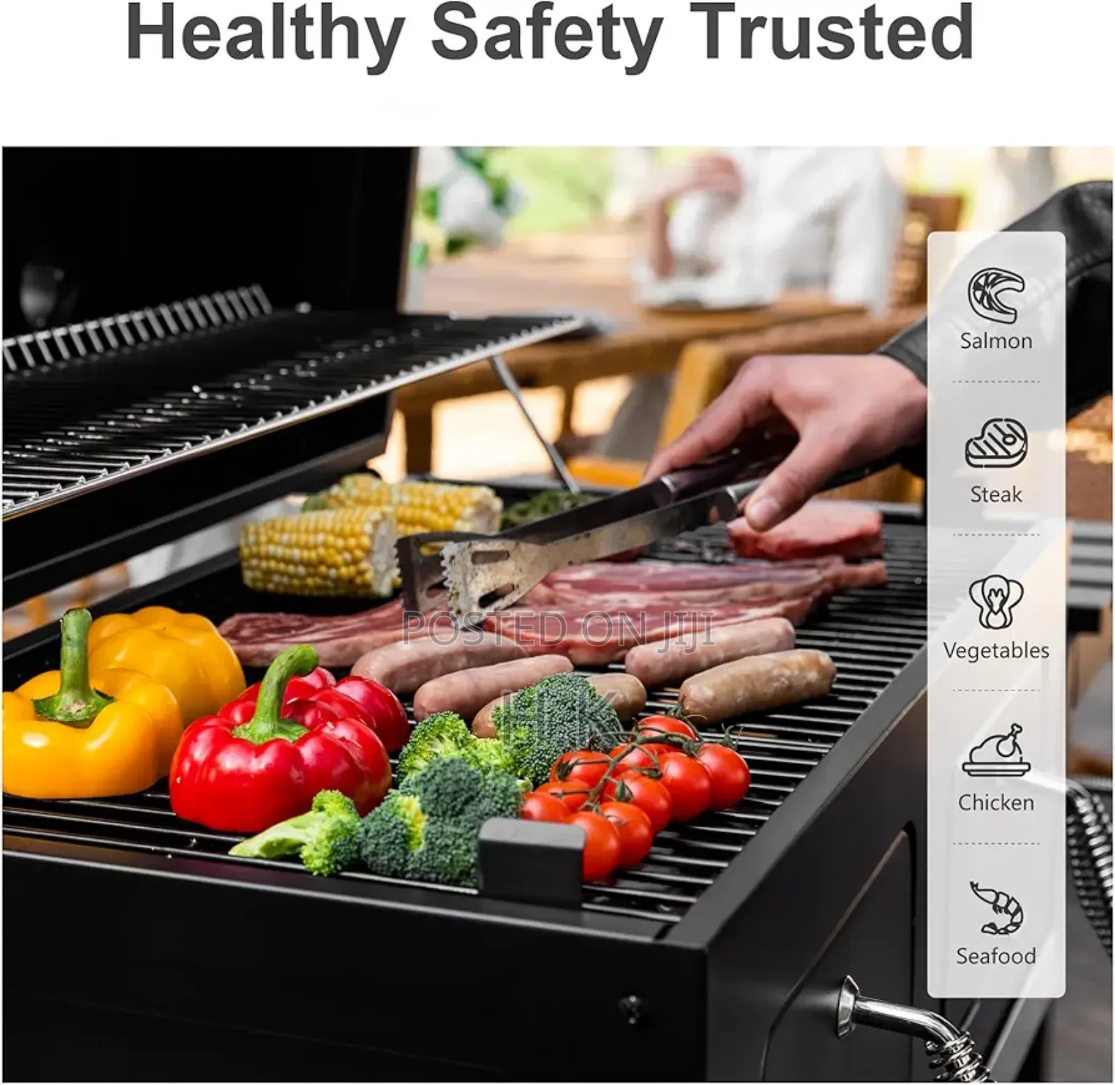 Barrel Charcoal Grill With Side Tables,