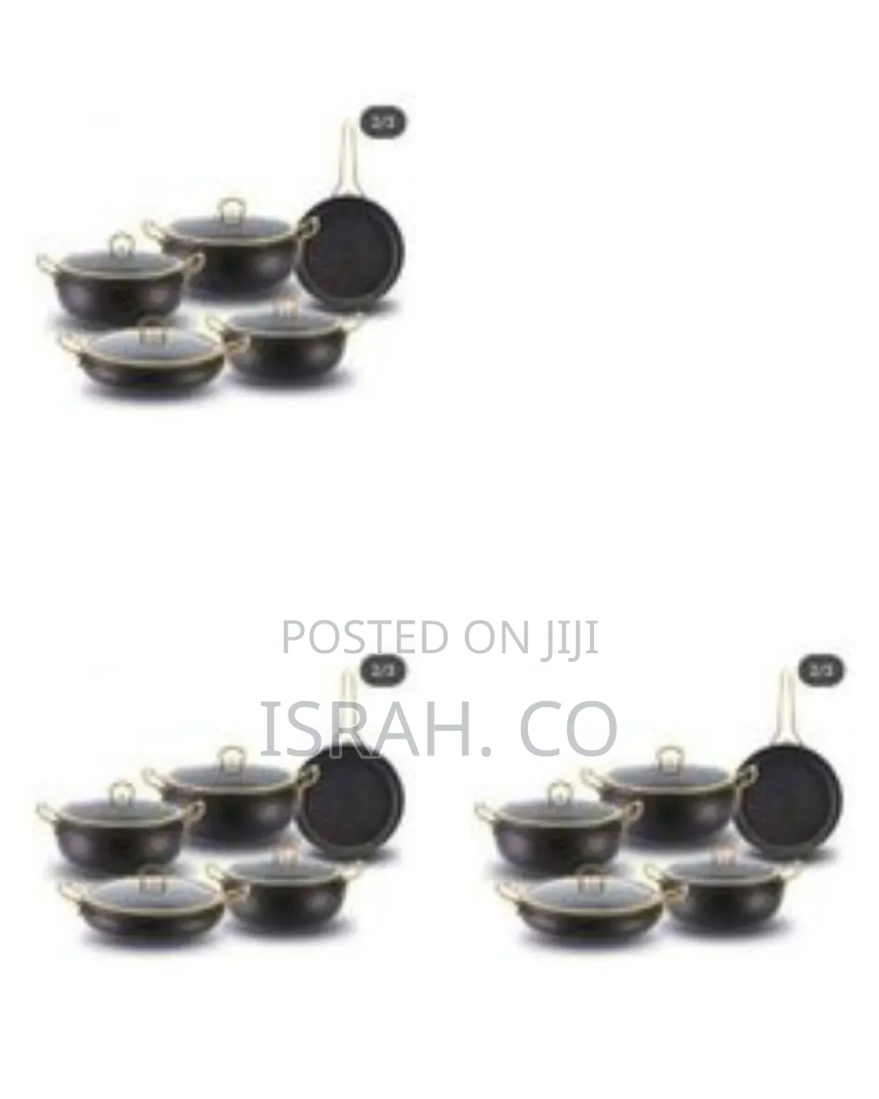 Premium 5-Piece Granite Non-Stick Cookware Set With Gold Accents