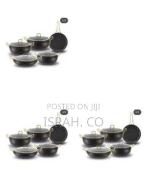 Premium 5-Piece Granite Non-Stick Cookware Set With Gold Accents