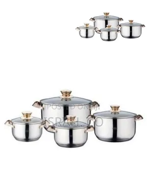 Elegant Stainless Cookware Set With Glass Lids (8 Pcs) - Multicolor