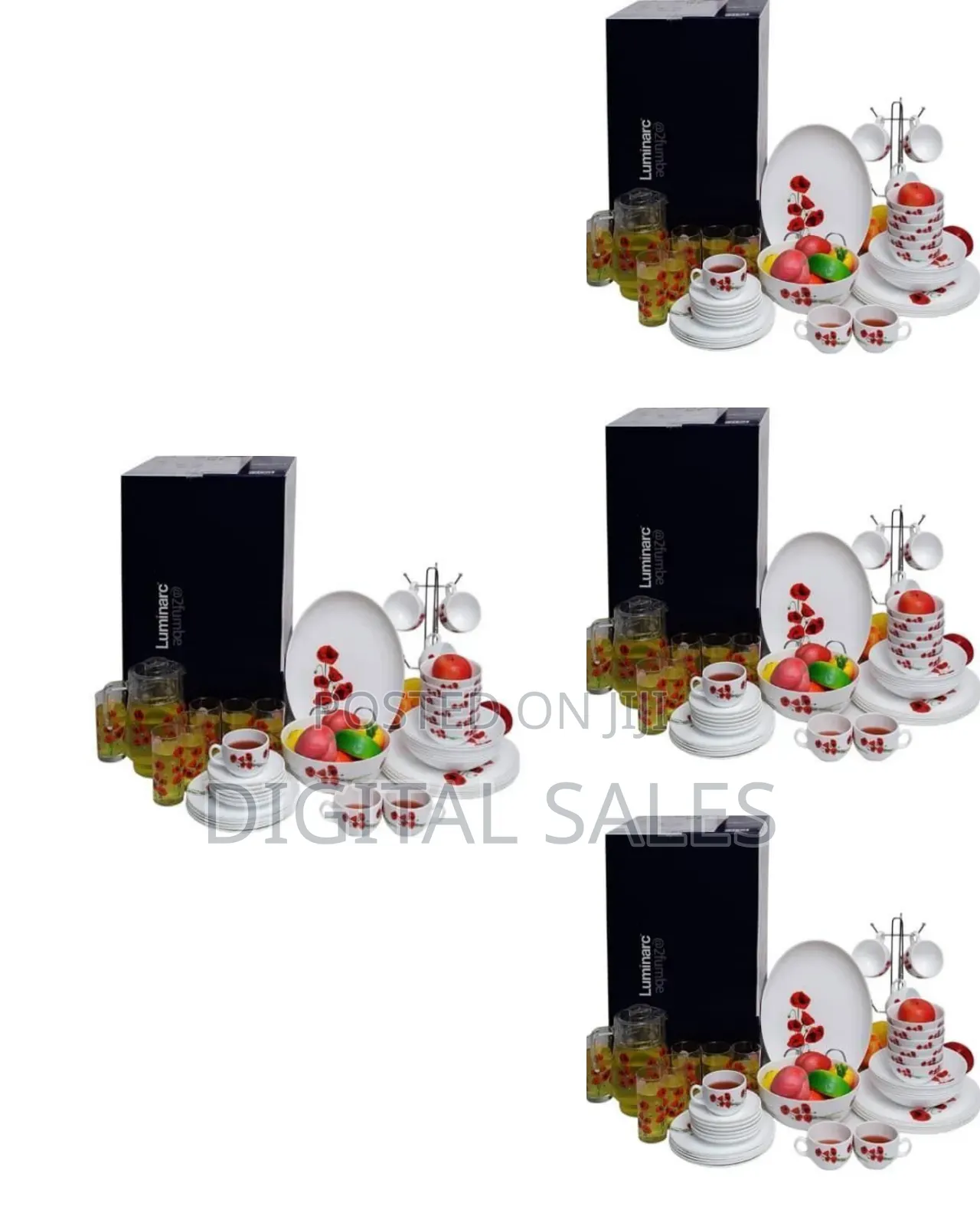 Comprehensive Floral Dinnerware and Beverage Set (46 Pcs) - Multicolor