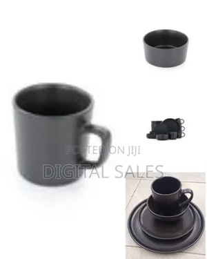 16-Piece Modern Matte Black Dinnerware