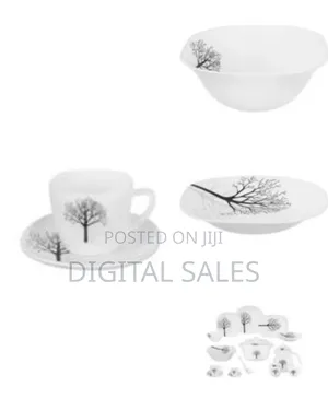 Modern Dinnerware Set With Black Tree Silhouette Design