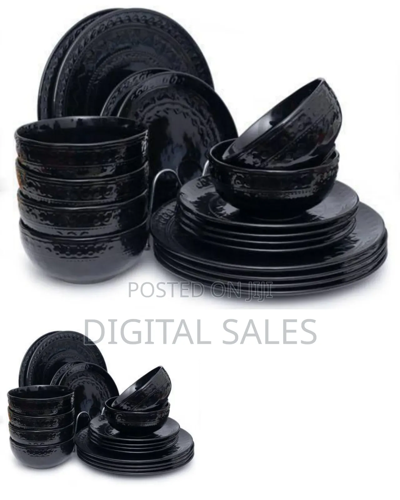 Elegant Embossed Ceramic Dinnerware Set - Multicolor