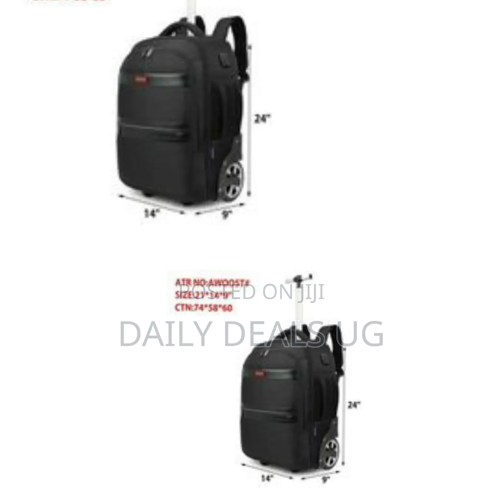 Versatile Wheeled Travel Backpack With Usb Charging Port - Multicolor