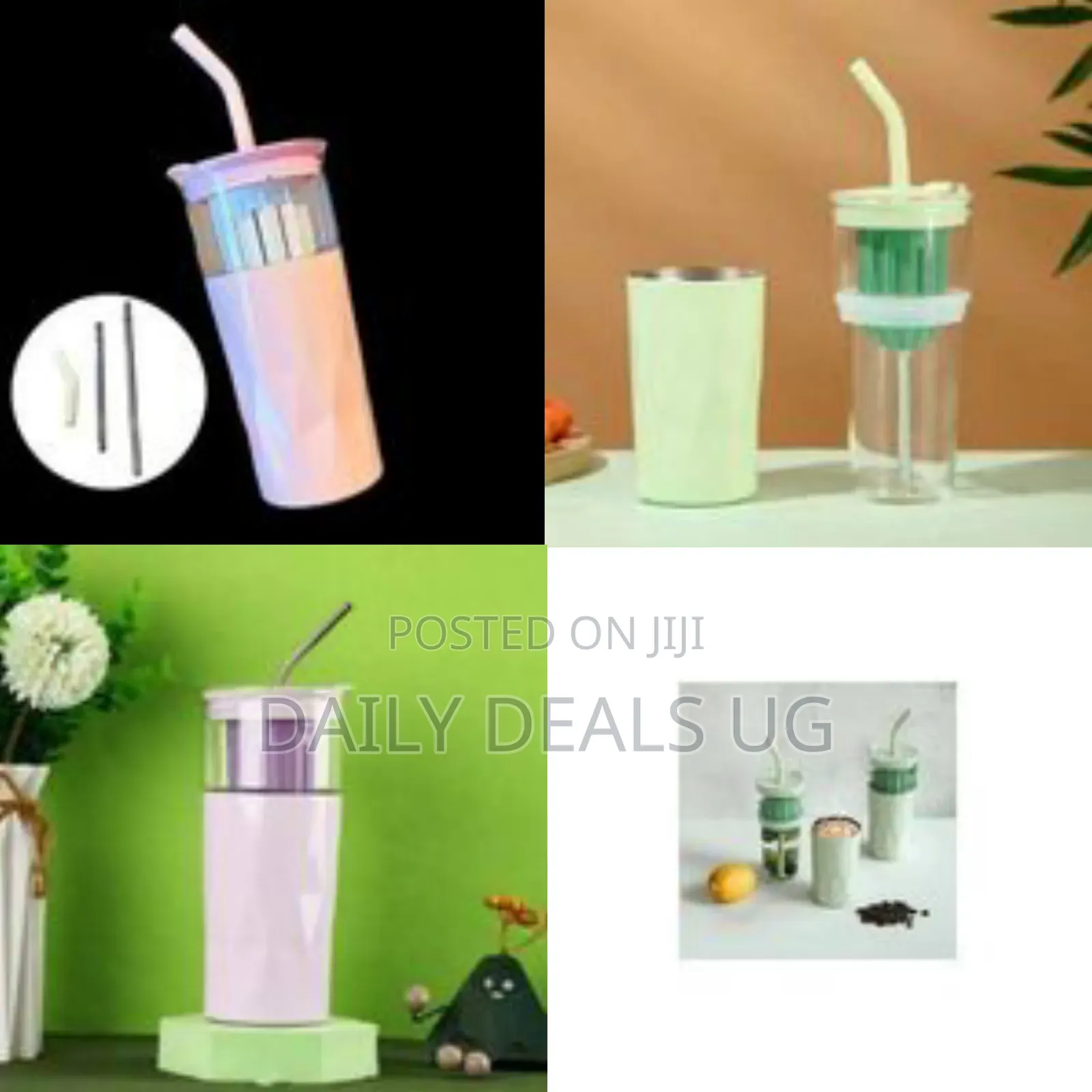 Stylish 2-in-1 Infuser Tumbler With Reusable Straw - Multicolor