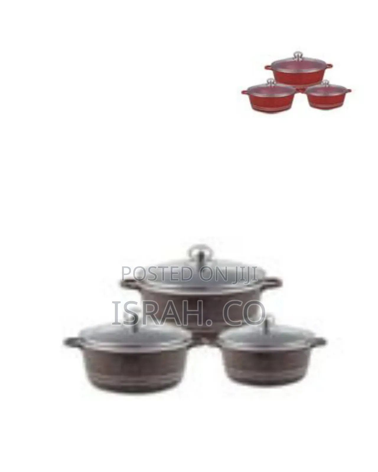 Three-Piece Non-Stick Cooking Pot and Lid Set - Multicolor