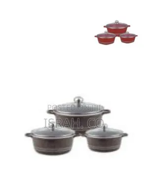 Three-Piece Non-Stick Cooking Pot and Lid Set - Multicolor