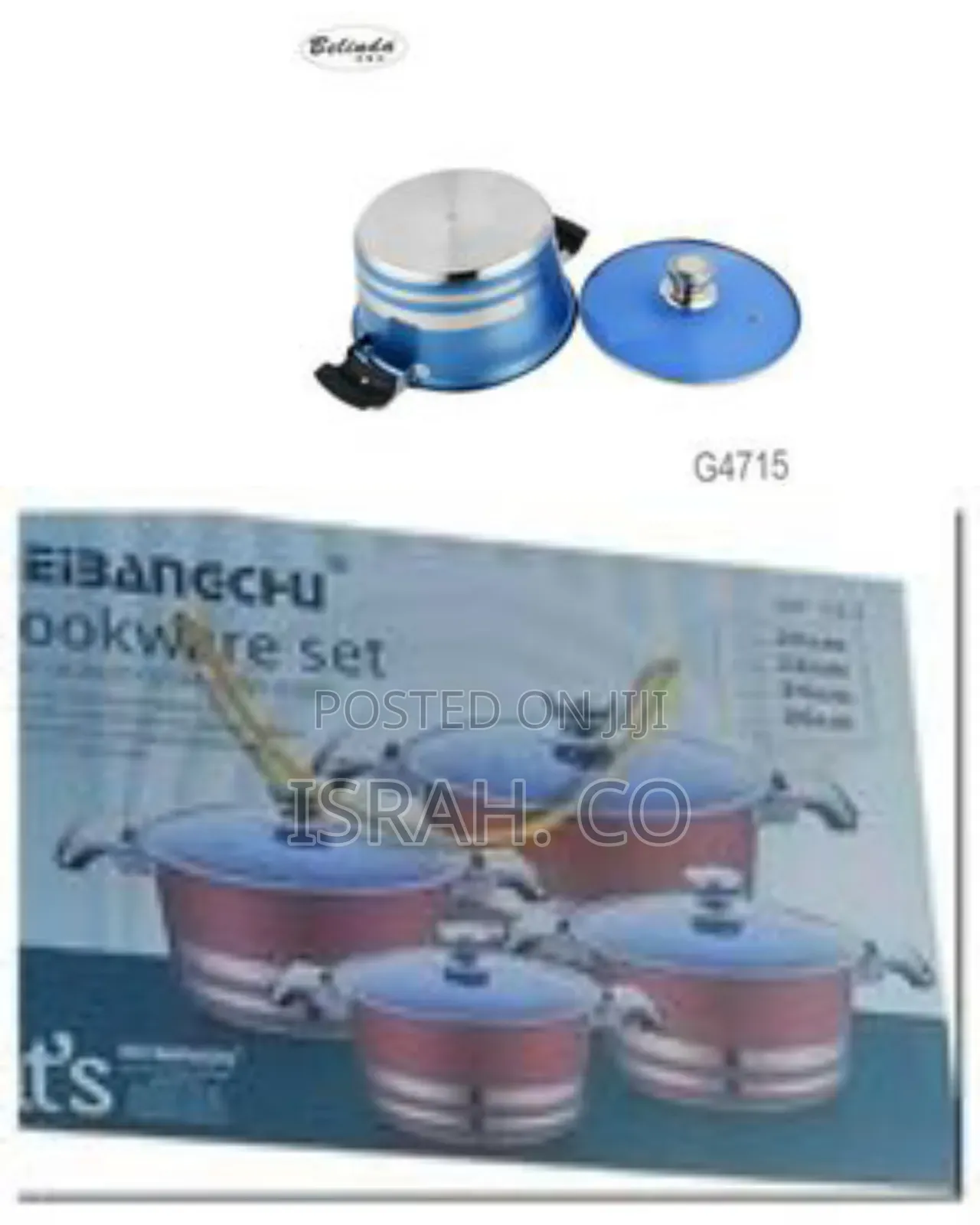 Vibrant Blue Silver Stainless Steel Cookware Set