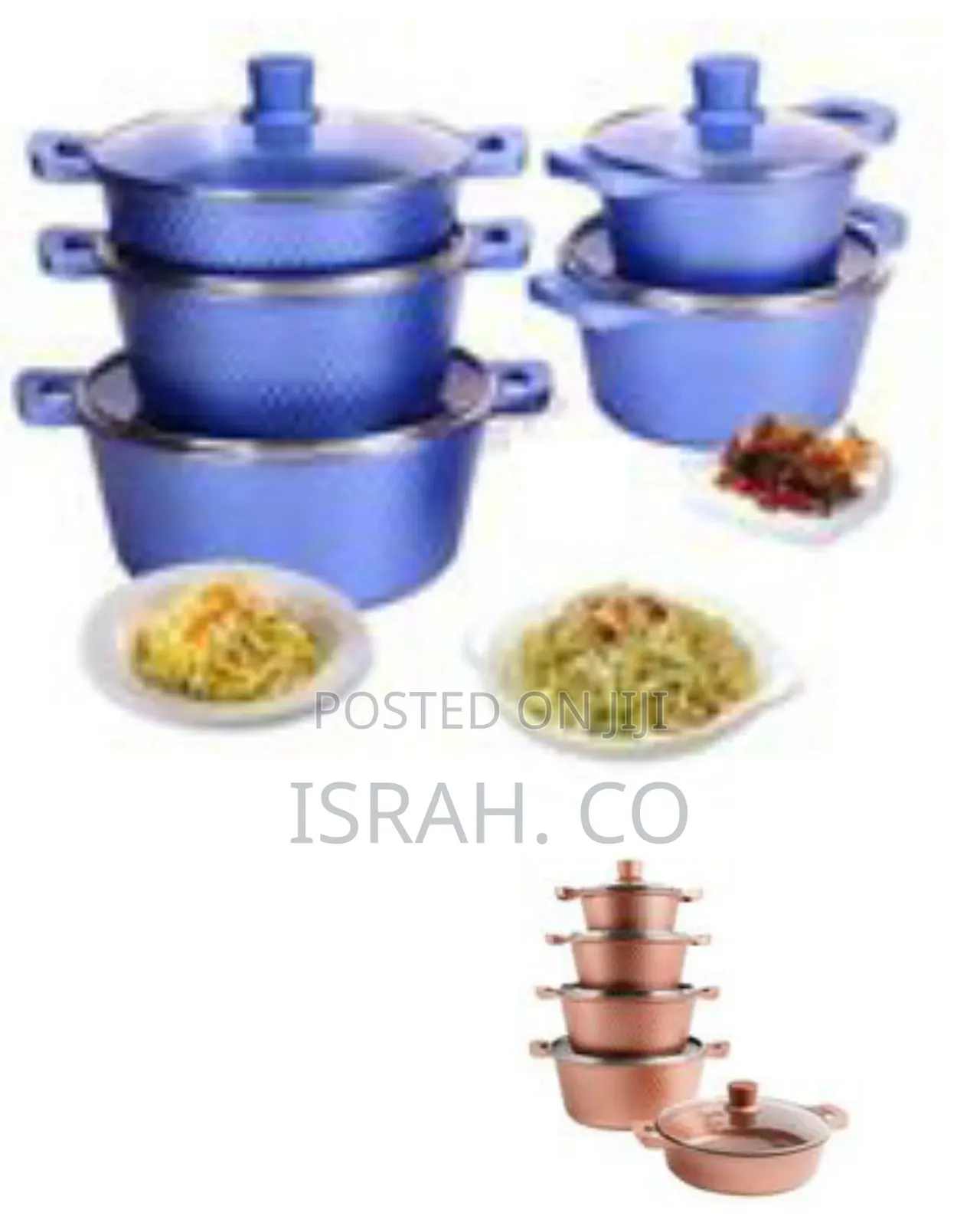 10-Piece Set of Hammered Copper-Tone Cookware