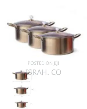 Set of 6 Stainless Steel Heavy Bottom Saucepans With Glass Lids