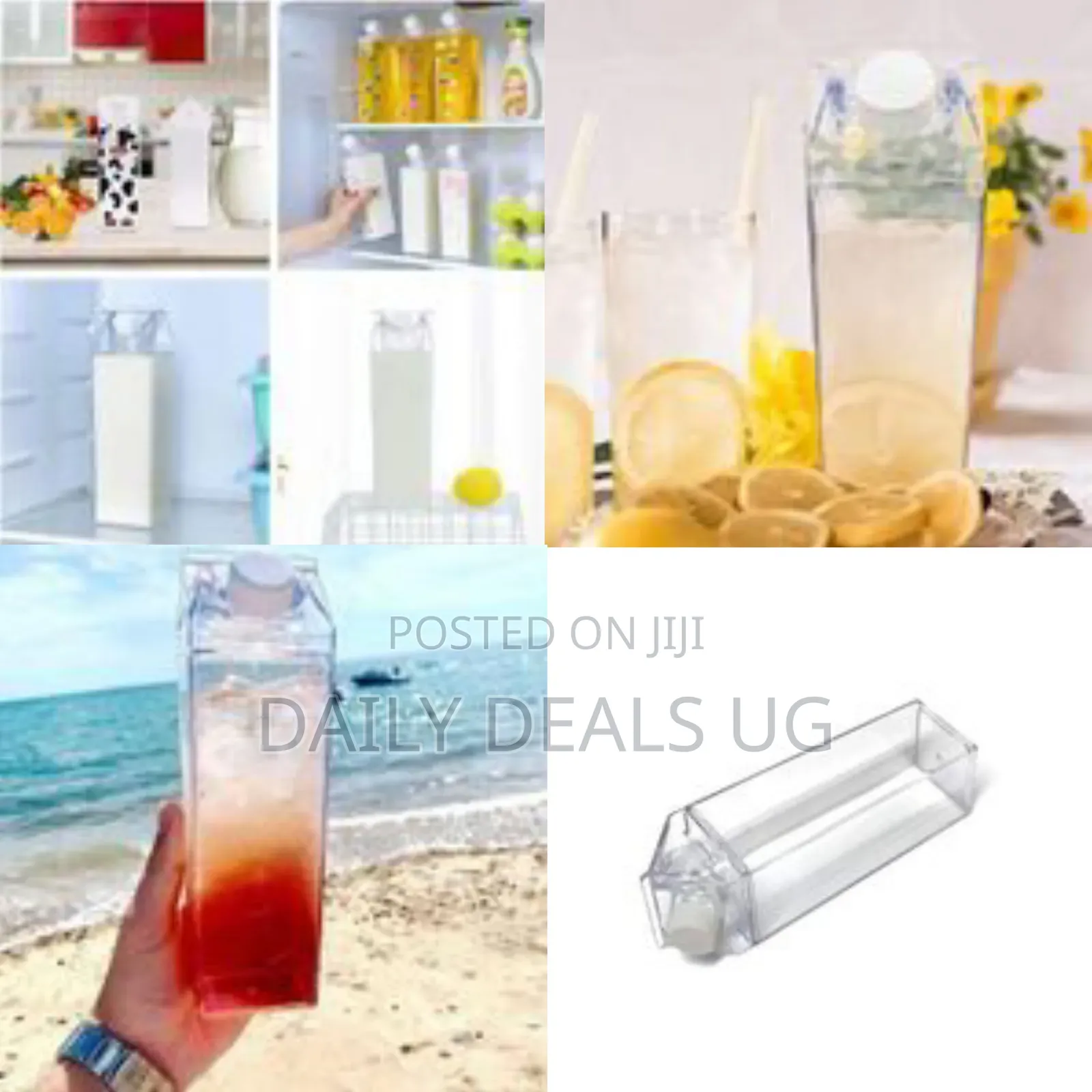 Novelty Carton-Shaped Water Bottle - Clear