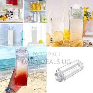 Novelty Carton-Shaped Water Bottle - Clear