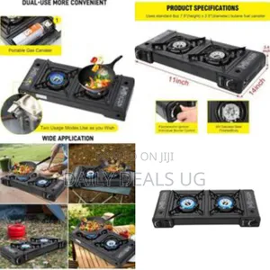 Portable Dual Burner Butane Gas Stove - Multicolor