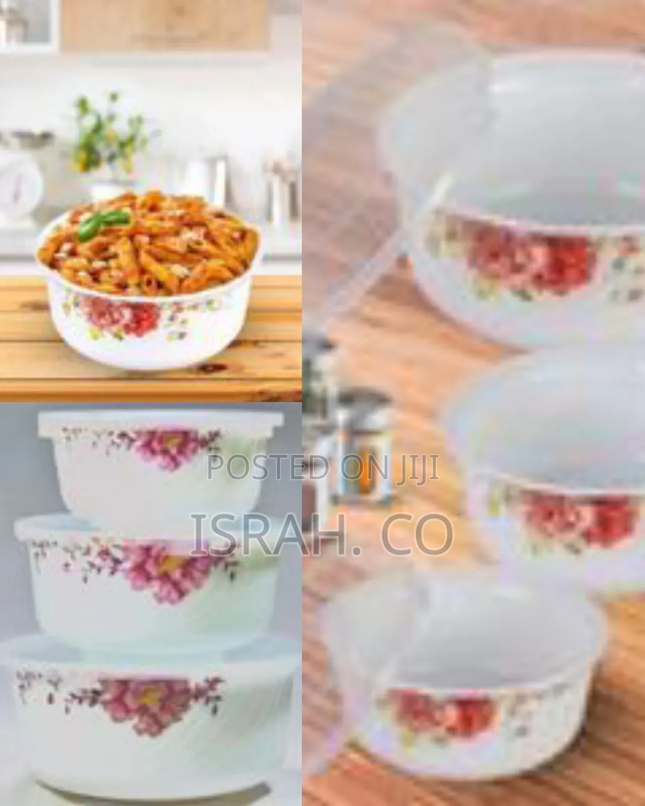 Elegant Floral Design Food Storage Bowl Set - Multicolor##