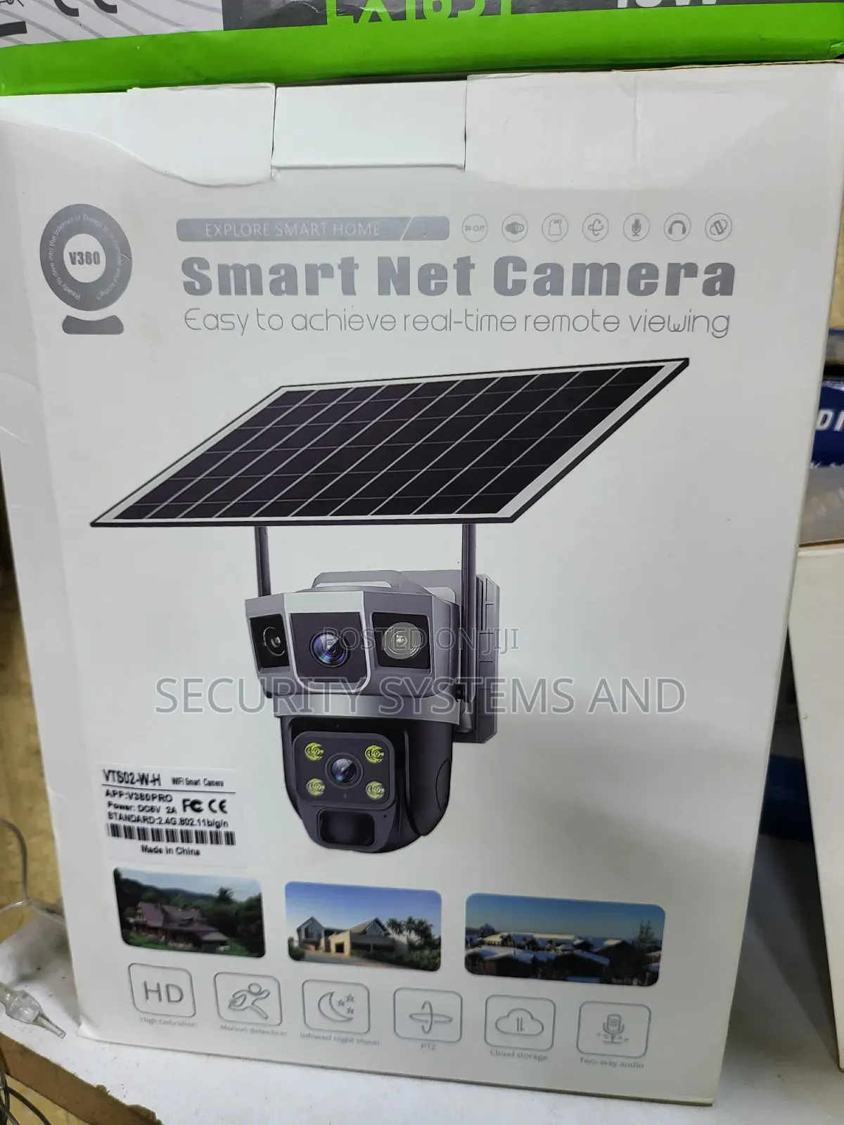 Wifi Solar Camera With Dual Lens, Night Vision -V380 Pro App