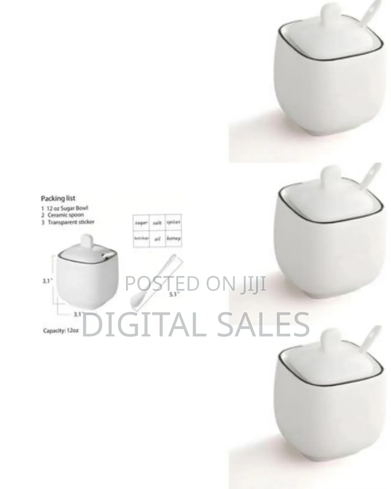 Chic Ceramic Sugar Bowl With Lid and Serving Spoon - Multicolor#