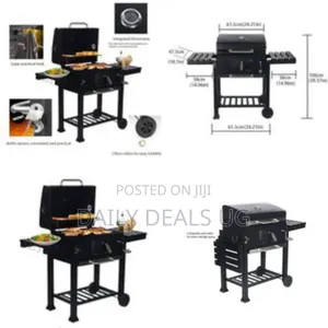 Versatile Charcoal BBQ Grill With Collapsible Side Table - Black