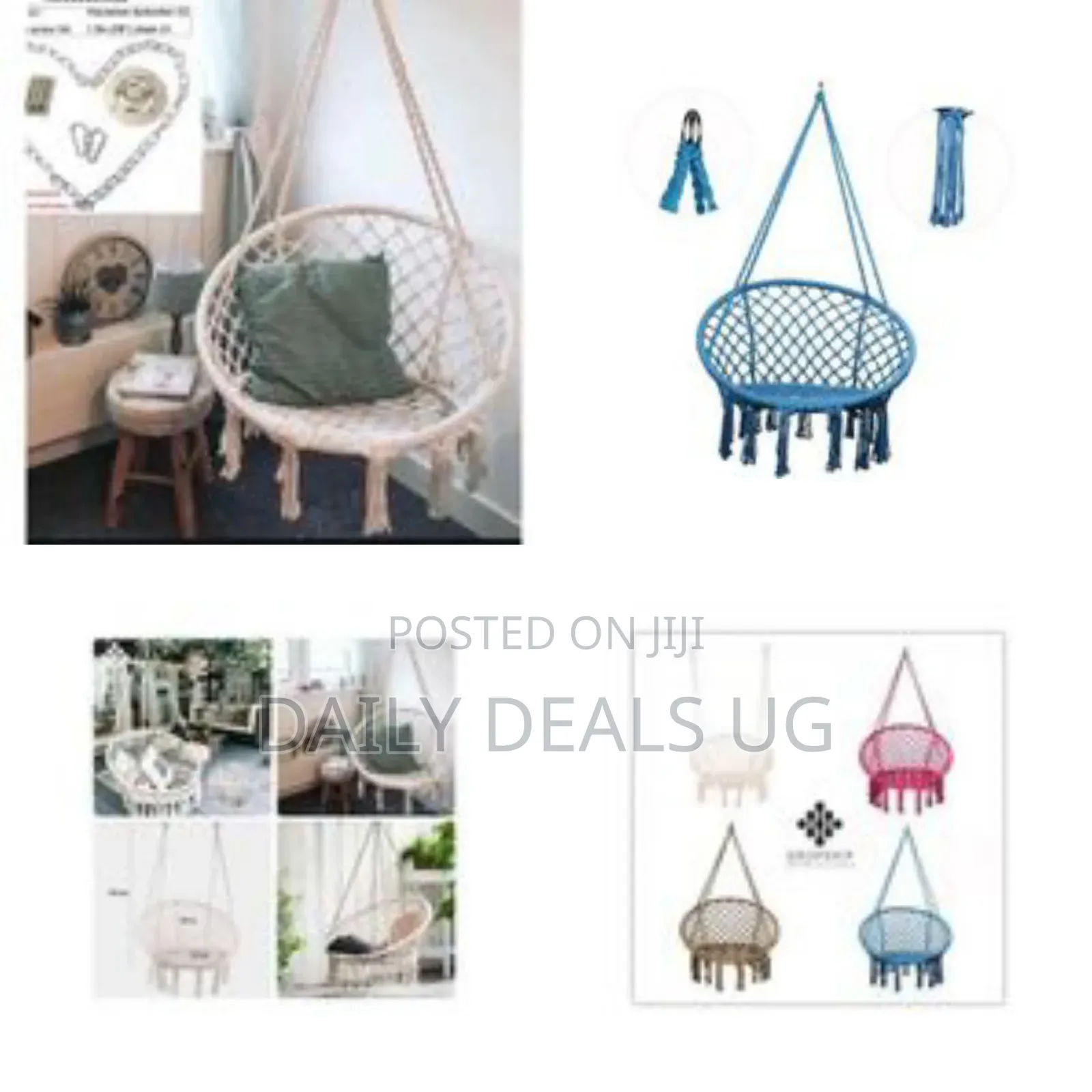 Macrame Hammock Chair Swing With Hanging Kit - Multicolor