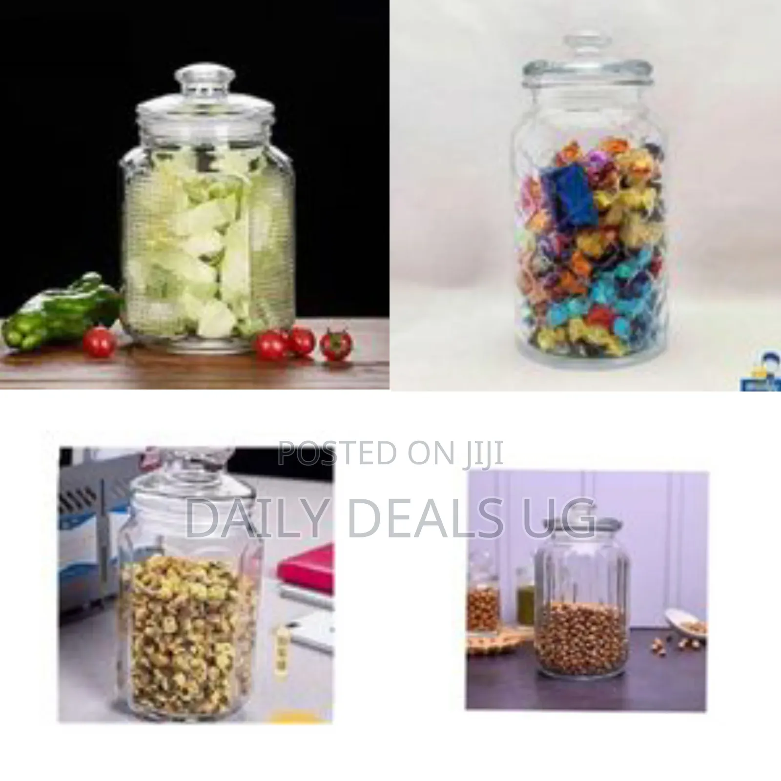 Large Fluted Glass Storage Jar With Lid