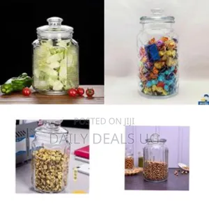 Large Fluted Glass Storage Jar With Lid