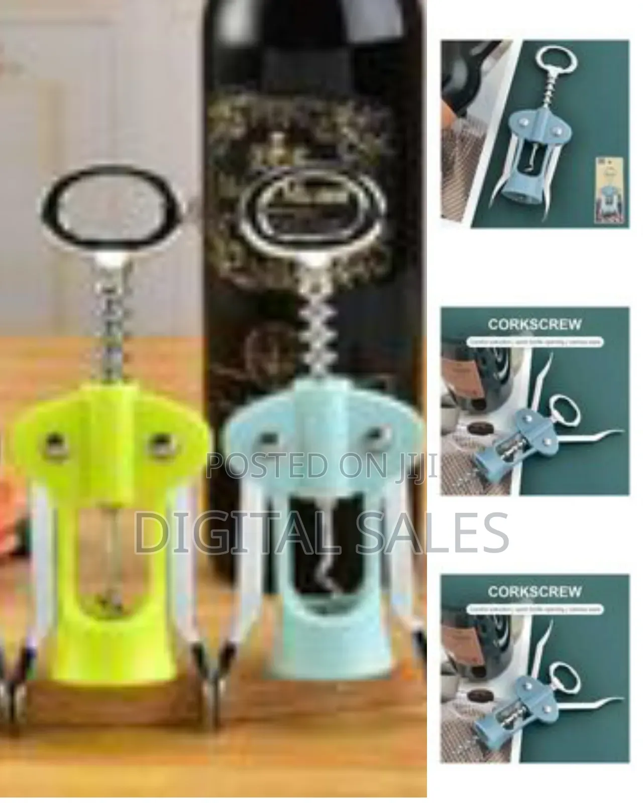 Classic Winged Wine Corkscrew Opener - Multicolor