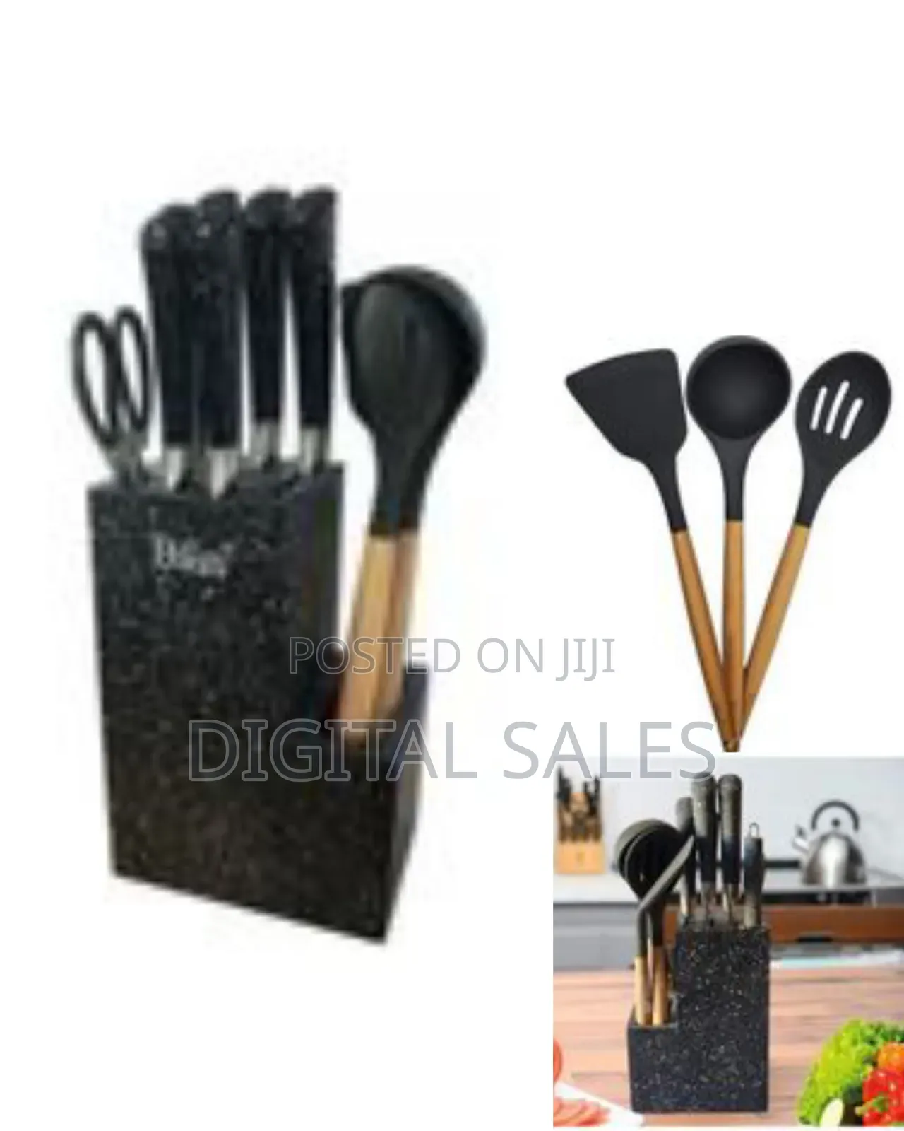 Premium Kitchen Knife and Utensil Block Set (Set of 11) - Multicolor