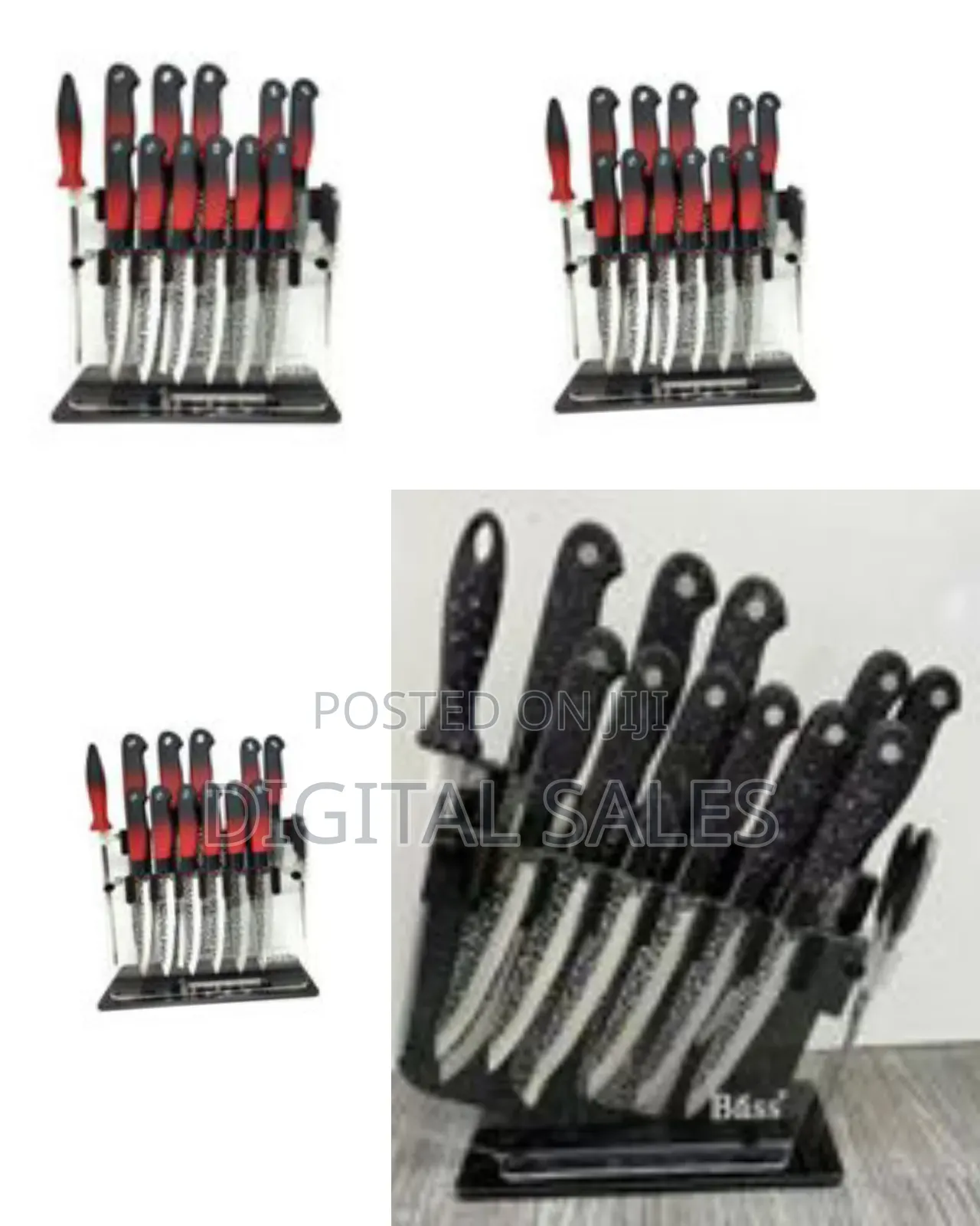Elegant Kitchen Knife Set With Clear Block Stand