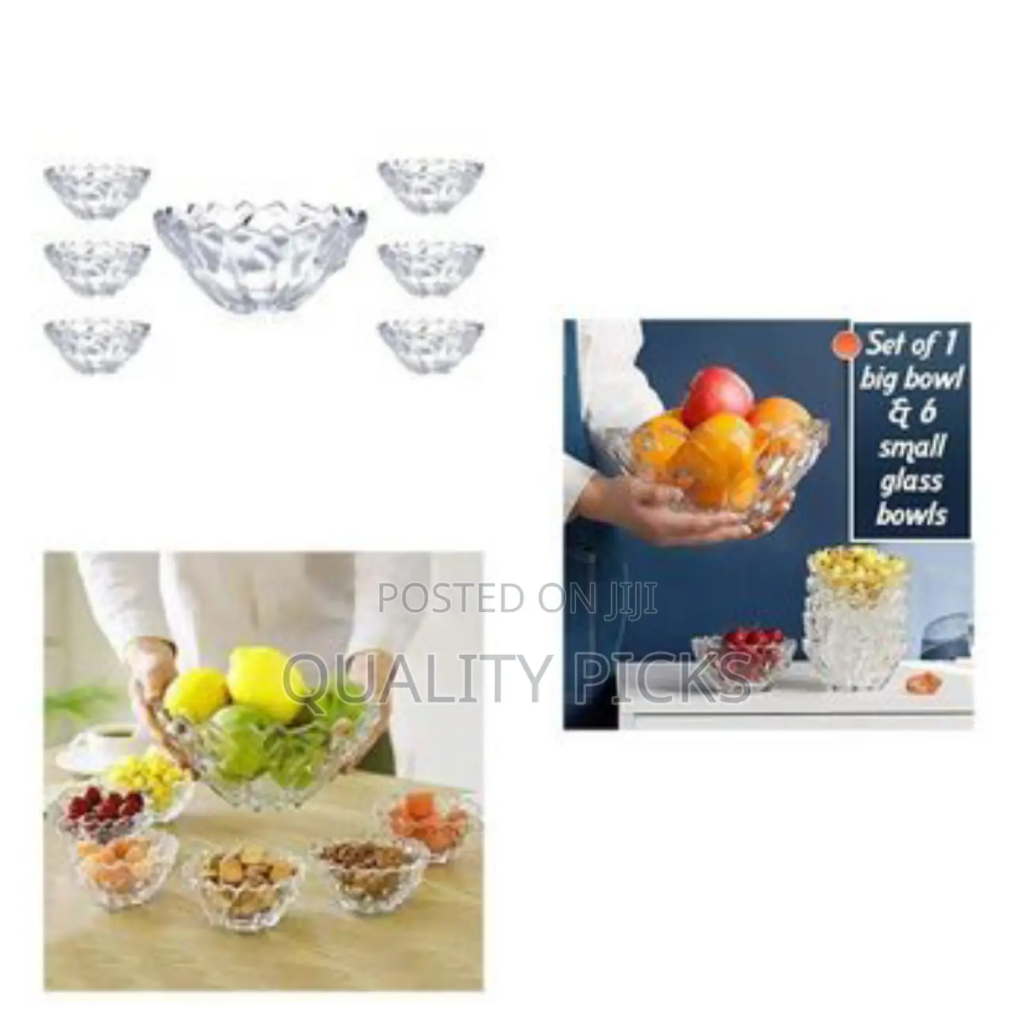 7 Piece Crystal Glass Bowl Setdecorative Fruit Bowl