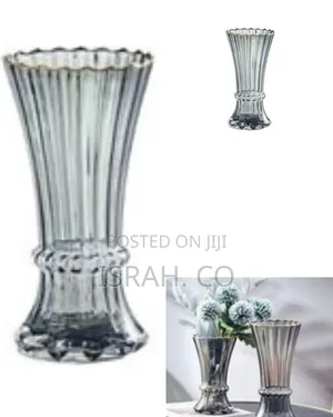 Elegant Fluted Glass Flower Vase With Accent Rim - Multicolor# 