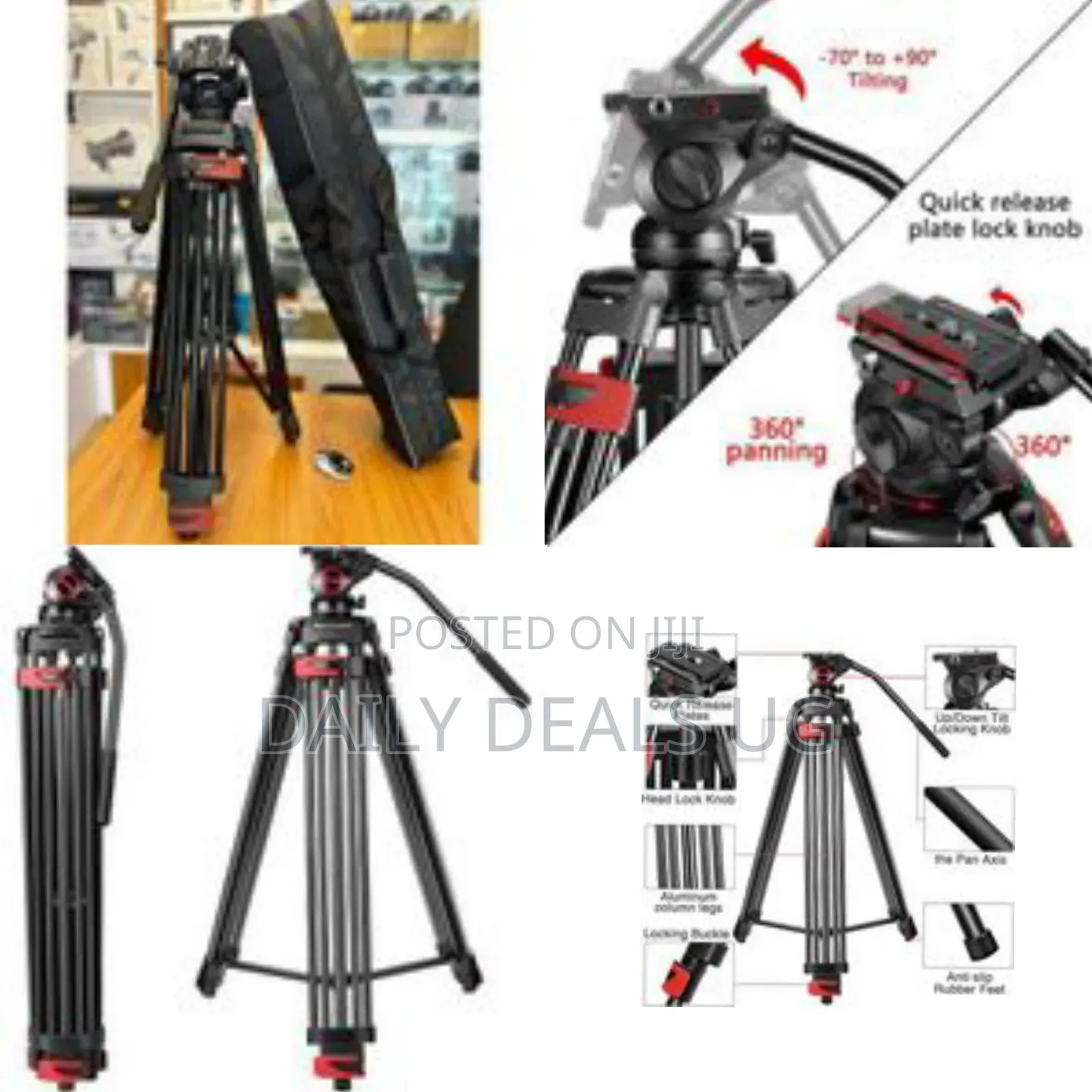 Video Tripod, Professional Heavy Duty Aluminum Tripod System