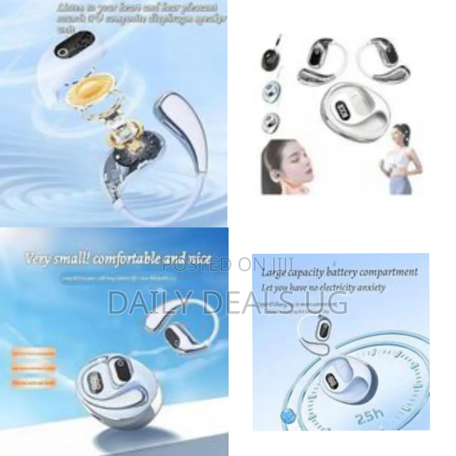 Ergonomic Open-Ear Wireless Earbuds With Charging Case - Multicolor
