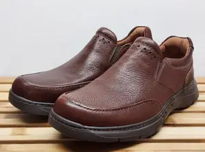 Original Men’S Brown Clarks Leather Un Brawley Step Slip-on Shoes