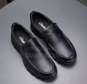 Original Men’S Black Clarks Casual Silp-on Leather Shoes