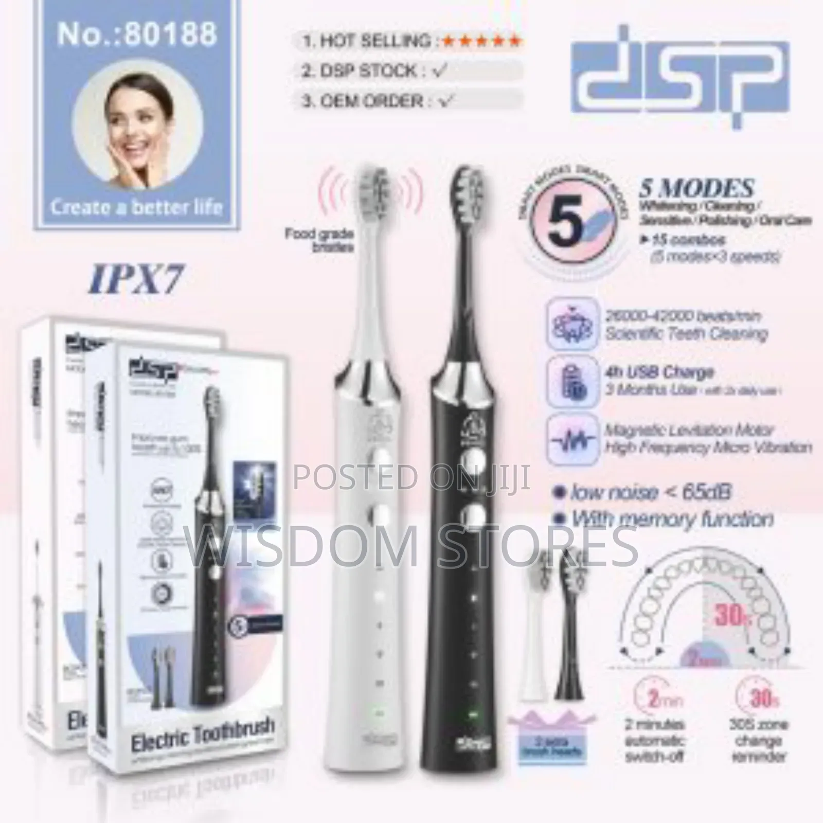 DSP 80188 | Sonic Electric Toothbrush | Maglev Motor | 15 Modes