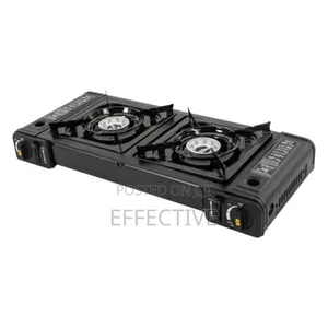 Portable Double-Burner Camping Gas Stove.