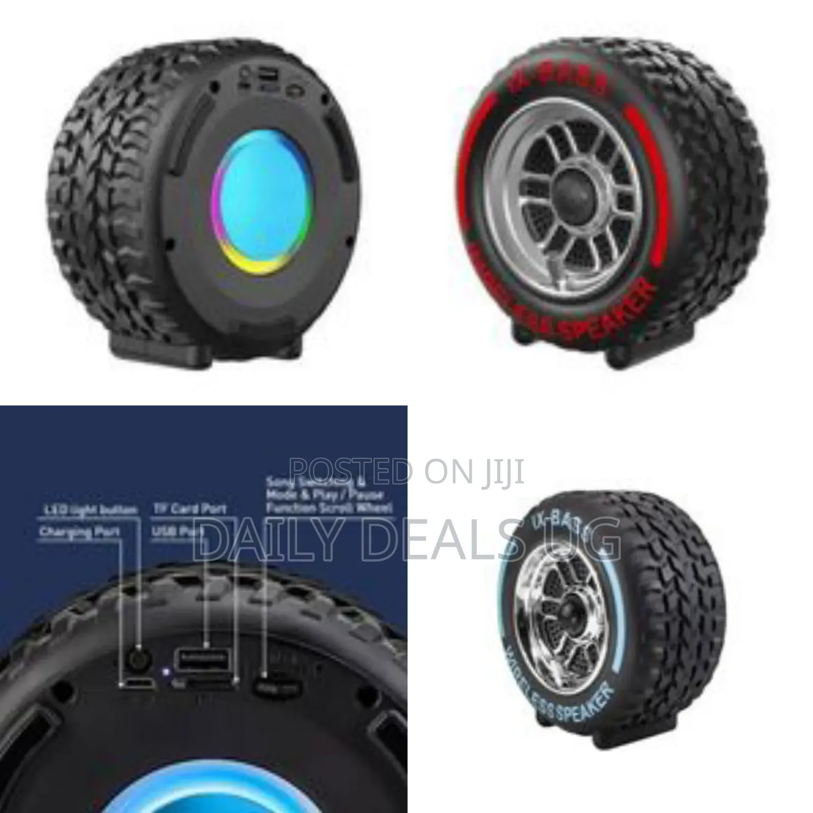 Wireless Portable Bluetooth Speaker Designed Like a Car Tyre