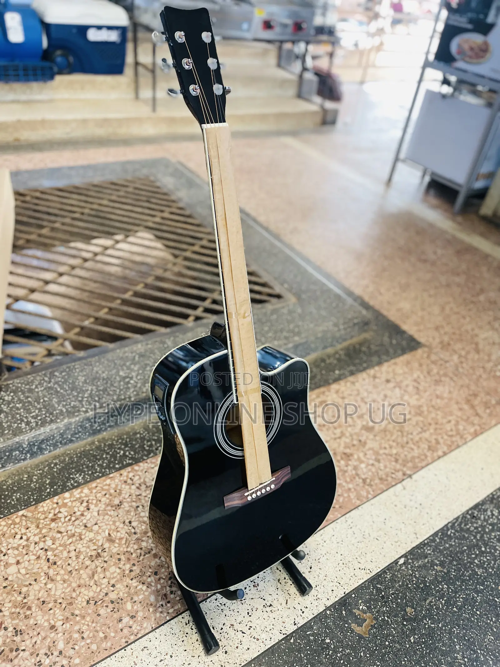 Pure Black Electric Powered Acoustic Guitar