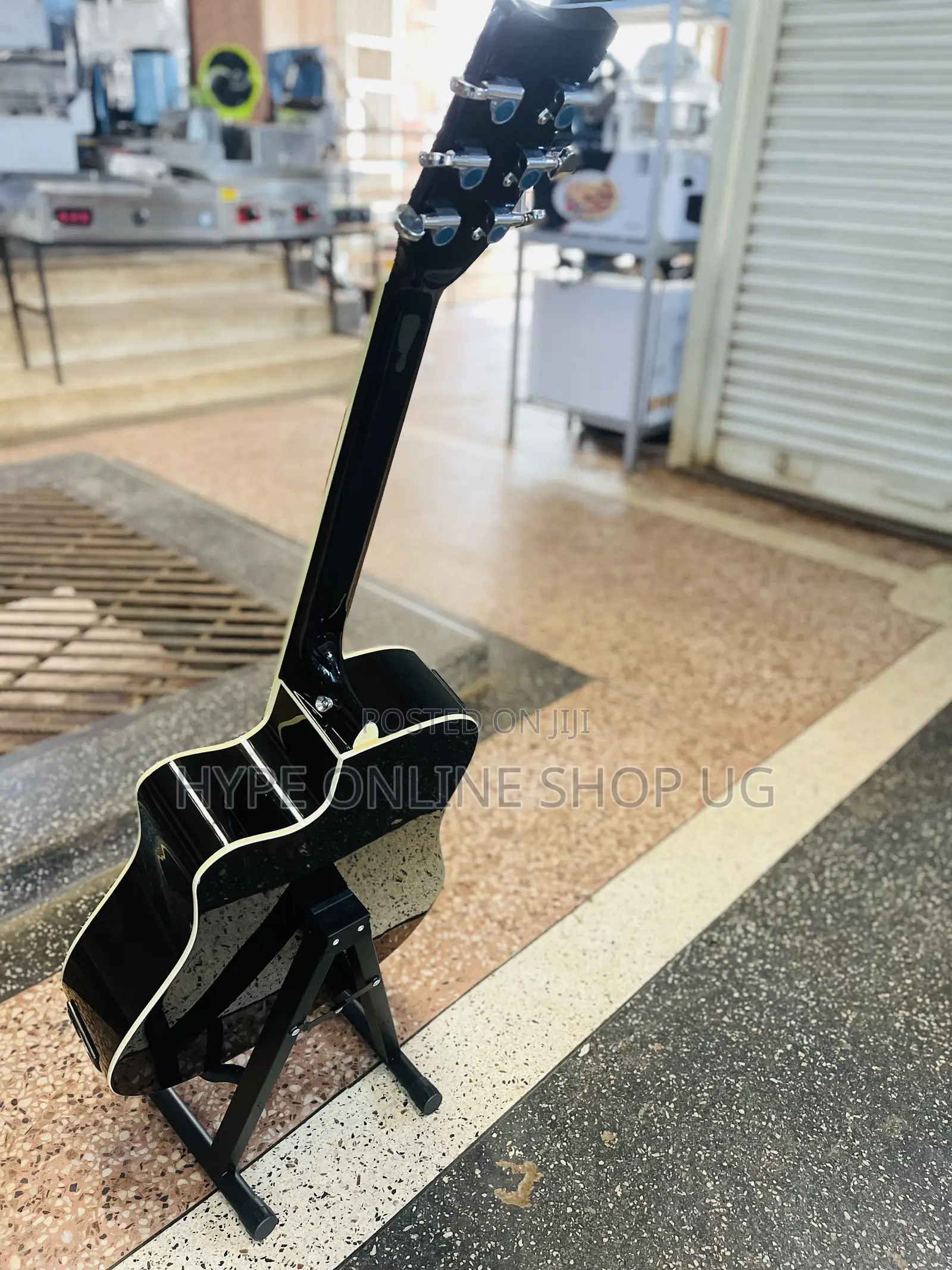 Pure Black Electric Powered Acoustic Guitar